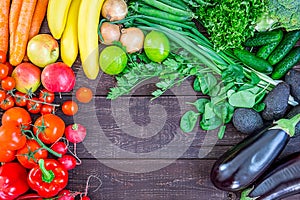 Top View of Healthy Eating Background with Colorful Fresh Organic Vegetables and Herbs, Healthy Food from Garden, Diet or