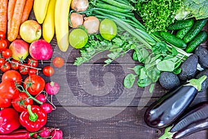 Top View of Healthy Eating Background with Colorful Fresh Organic Vegetables and Herbs, Healthy Food from Garden, Diet or