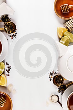 Top view of healthy tea additions