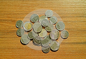 Top View of Heap of Georgian Lari and Tetri Coins