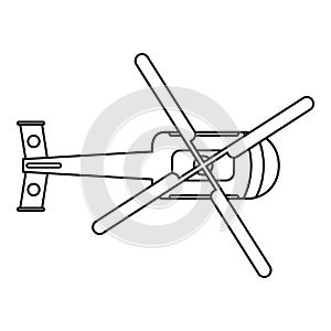 Top view helicopter icon, outline style