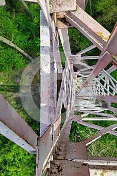 Top view from high fire tower in spring forest