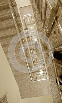 Top view of high rise building staircase with tred and risers