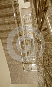 Top view of high rise building staircase with tred and risers