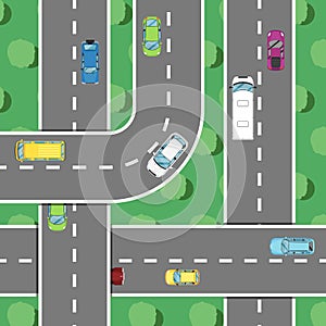 Top view highway traffic in rush hour poster