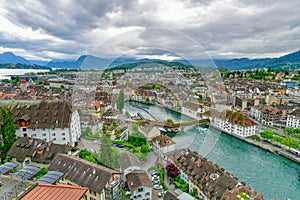 Top view of historic city center of Luzern