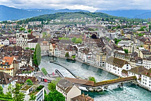 Top view of historic city center of Luzern