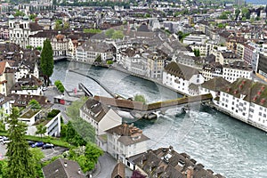 Top view of historic city center of Luzern