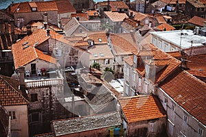 Top view of the historical buildings of the city of Trogir, Croatia