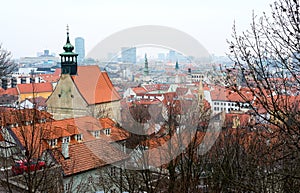 Pohľad zhora na historické centrum Bratislavy