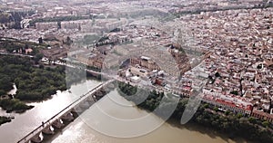 top view of historical center of Cordoba city, Spain
