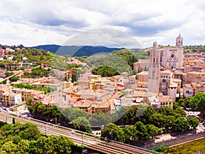 top view of the historical part of the city of Gerona