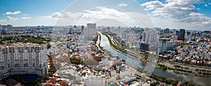 Top view of Ho Chi Minh City with the river Saigon SÃ´ng SÃ i GÃ²n - Panorama