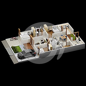 top view house 135 square meters with beautiful rooms