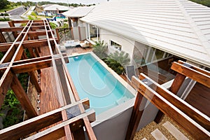 A top view of house waterpool