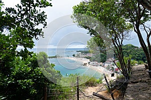 Top view of the houses and beaches of Morro de Sao Paulo, in the city of Cairu, Brazil photo