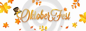 Top view illustration of shiny stylish text Oktober Fest with ge