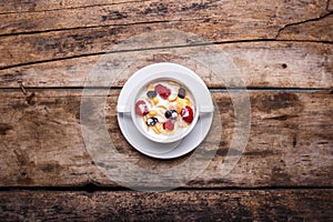 Top view image of corn flakes breakfast background