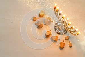 Top view Image of jewish holiday Hanukkah