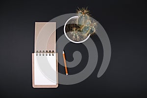 Top view image of open notebook