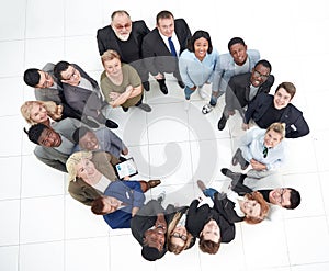 Top view international ream standing in circle