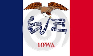 Top view of Iowa variant , USA flag, no flagpole. Plane design layout. Flag background