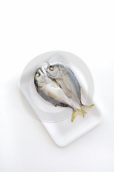 Top view isolated couple of delicious steamed mackerel