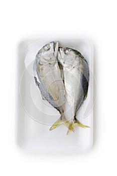 Top view isolated couple delicious steamed mackerel