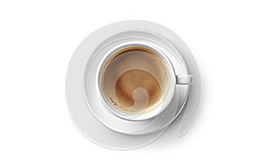 Top View of Isolated Cup of Coffee with Bubbles