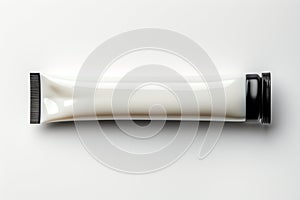 Top view Isolated ointment tube on white, ready for text insertion