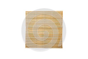 Top view of isolated placemat for food. Close up of bamboo mat Empty space for your design