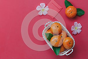 Top view of items for Chinese & Lunar Happy New Year background.