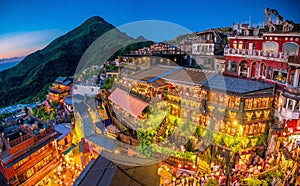 Top view of Jiufen Old Street in Taipei