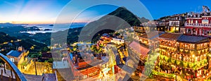 Top view of Jiufen Old Street in Taipei photo