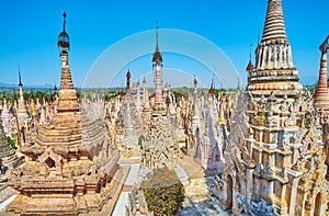 Top view of Kakku Pagodas, Myanmar