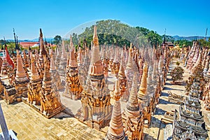 Top view of Kakku Pagodas, Myanmar