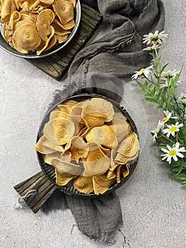 Top view of kerepek Bawang