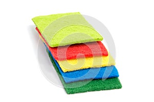Top view of kitchen scourer pads isolated