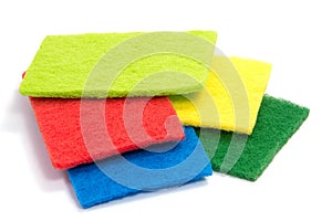 Top view of kitchen scourer pads isolated