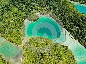 Top view of lagoon in tropical island. Philippines.