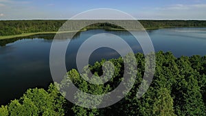 Top view of the lake Bolta in the forest in the Braslav lakes National Park, the most beautiful places in Belarus.An island in the