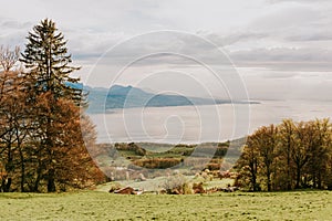 Top view on lake Geneva, Switzerland