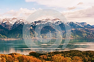 Top view on lake Geneva, Switzerland