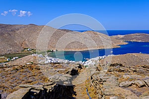 Top view of the landscape around Panormos village on Tinos Island