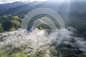 Top view Landscape of Morning Mist with Mountain Layer at Sapan nan thailand