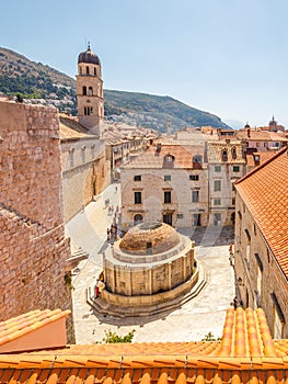 Top view of The Large Onofrio`s Fountain in Dubrovnik