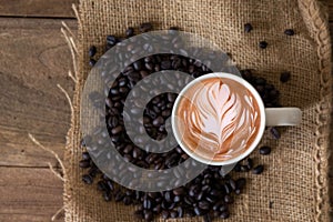 top view latte art coffee