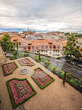 Top view of Lausanne old town, Lausanne, Switzerland, Europe