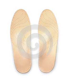 Top view of leather orthopedic insoles