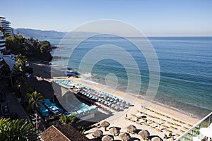 Top view of Los Muertos Beach Puerto Vallarta in Jalisco Mexico